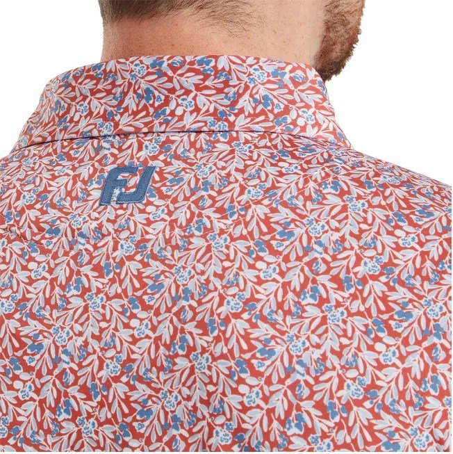 FootJoy Meadow Print Lisle polo homme, nantucket red/hambray/coastal blue