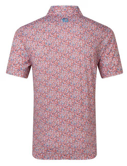FootJoy Meadow Print Lisle polo homme, nantucket red/hambray/coastal blue