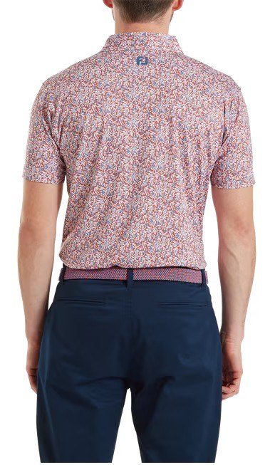 FootJoy Meadow Print Lisle polo homme, nantucket red/hambray/coastal blue