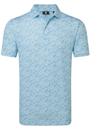 FootJoy Meadow Print Lisle polo homme, blue reef/sea glass/deep reef