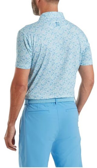 FootJoy Meadow Print Lisle polo homme, blue reef/sea glass/deep reef