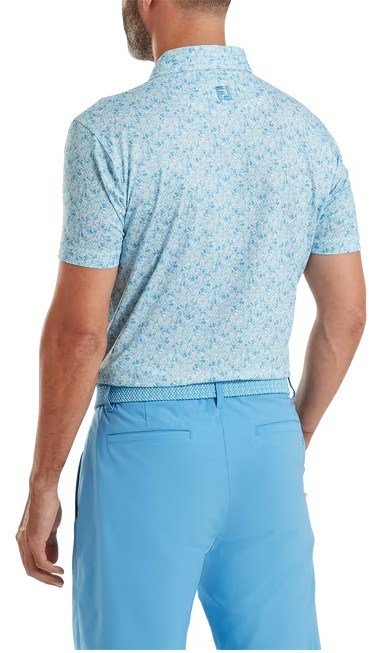 FootJoy Meadow Print Lisle polo homme, blue reef/sea glass/deep reef