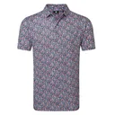 FootJoy Meadow Print Lisle polo homme, black/vivid violet/pink pop