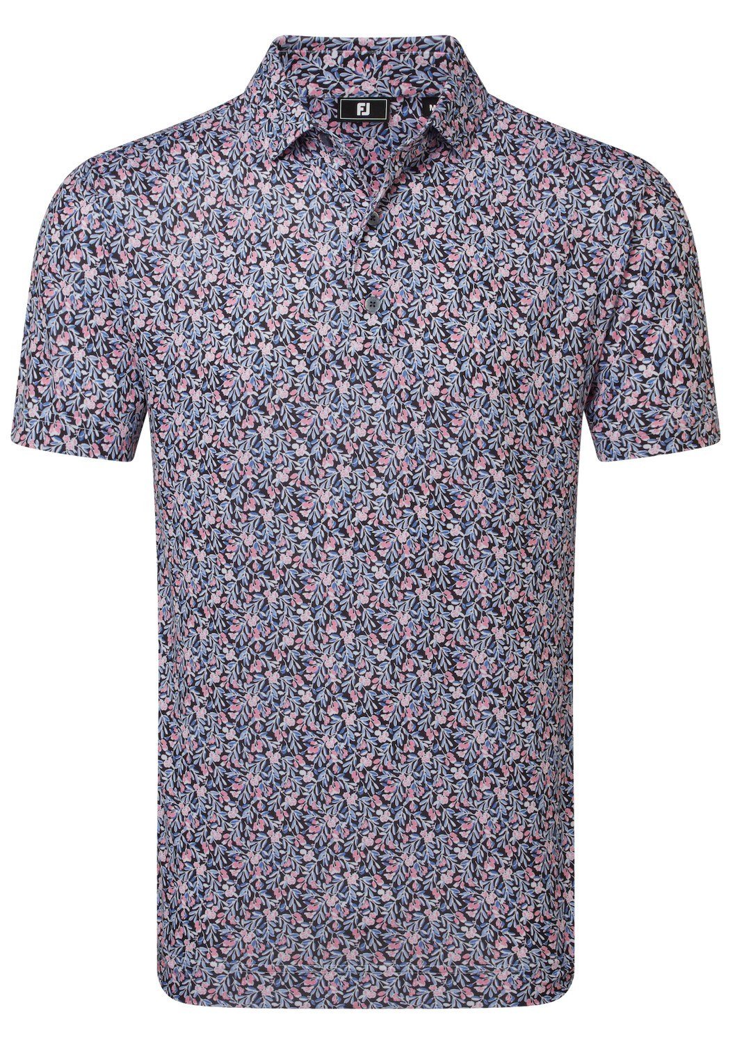 FootJoy Meadow Print Lisle polo homme, black/vivid violet/pink pop