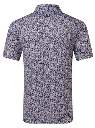 FootJoy Meadow Print Lisle polo homme, black/vivid violet/pink pop
