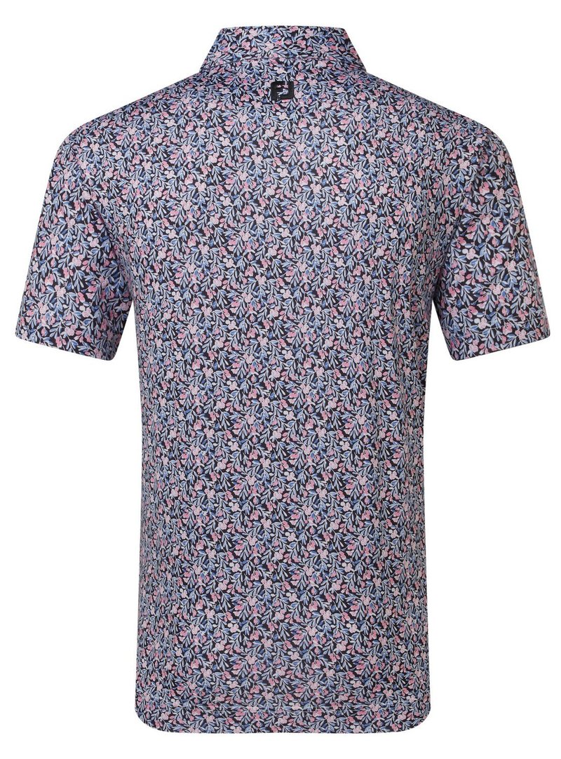 FootJoy Meadow Print Lisle polo homme, black/vivid violet/pink pop