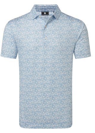 FootJoy Hidden Palm Print Lisle polo homme, chambray/white