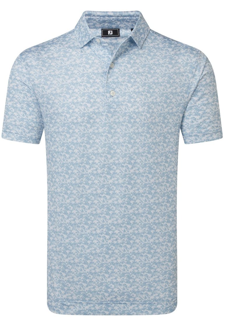 FootJoy Hidden Palm Print Lisle polo homme, chambray/white