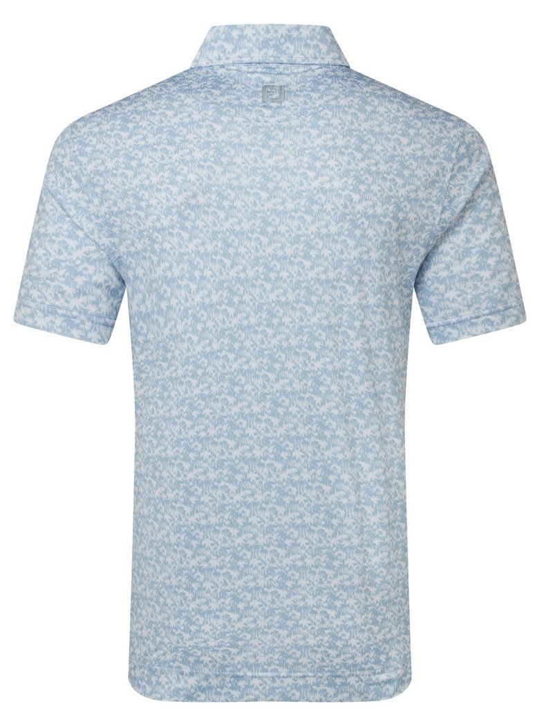 FootJoy Hidden Palm Print Lisle polo homme, chambray/white