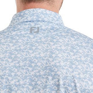 FootJoy Hidden Palm Print Lisle polo homme, chambray/white