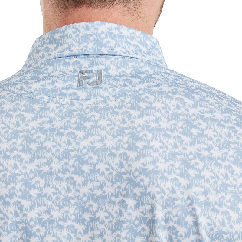 FootJoy Hidden Palm Print Lisle polo homme, chambray/white