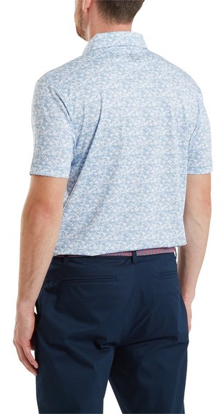 FootJoy Hidden Palm Print Lisle polo homme, chambray/white