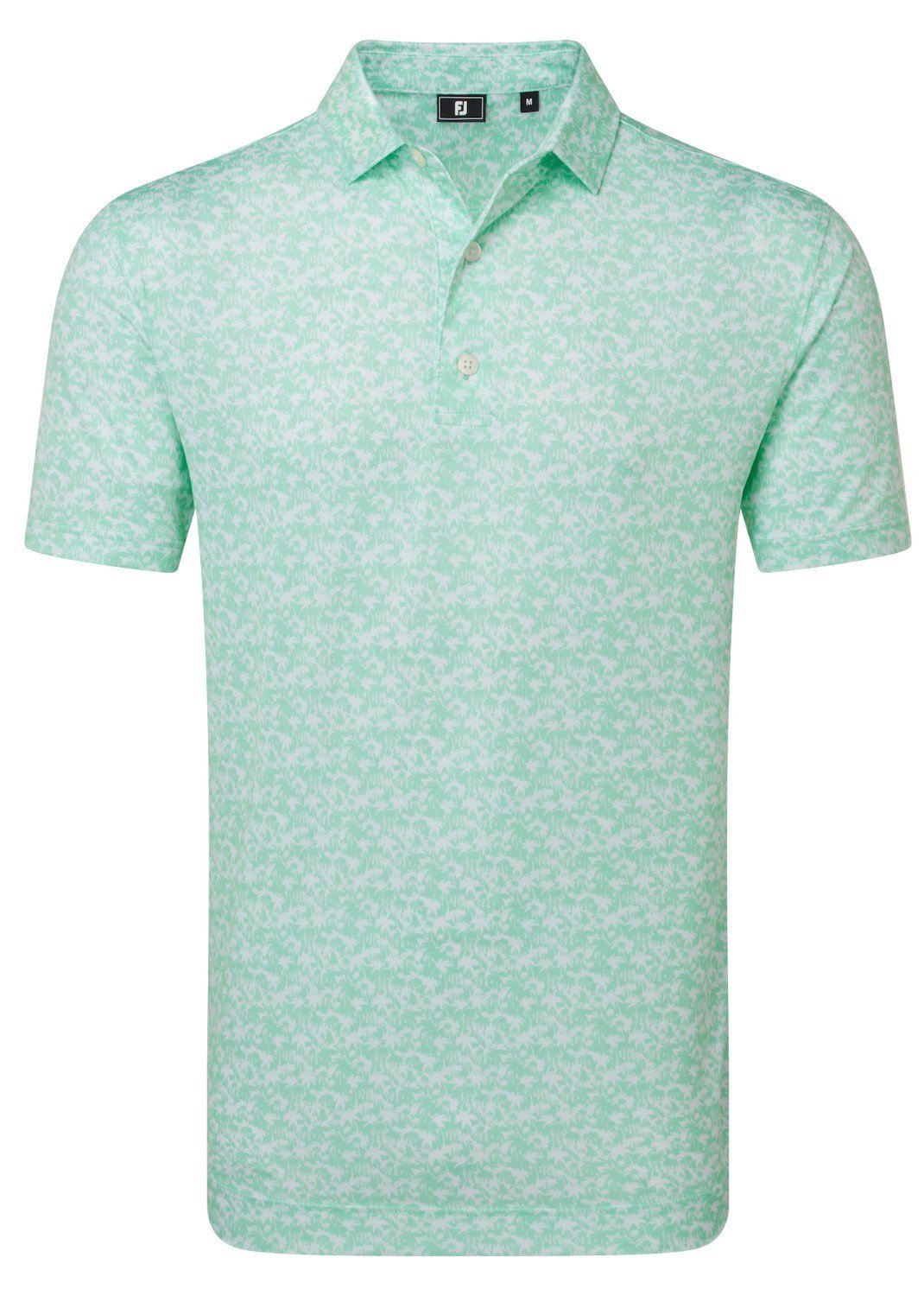 FootJoy Hidden Palm Print Lisle polo homme, sea glass/white