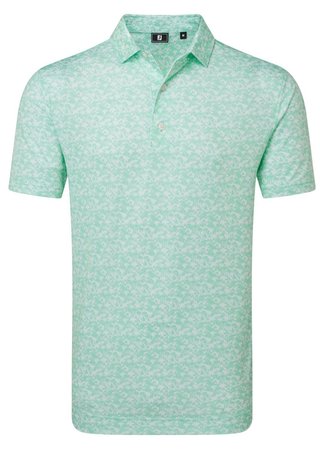 FootJoy Hidden Palm Print Lisle polo homme, sea glass/white