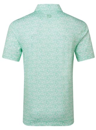 FootJoy Hidden Palm Print Lisle polo homme, sea glass/white