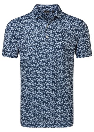 FootJoy Hidden Palm Print Lisle polo homme, navy/white