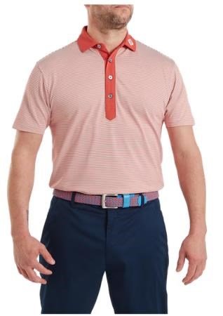 FootJoy Feeder Stripe Pique polo homme, nantucket red