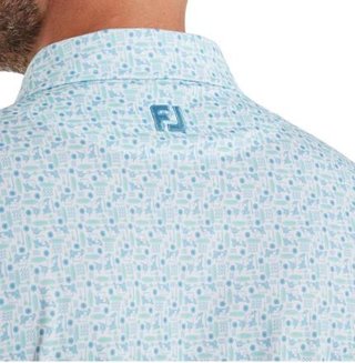 FootJoy Surfs Up Print Lisle polo homme, deep reef/white/sea glass/blue reef