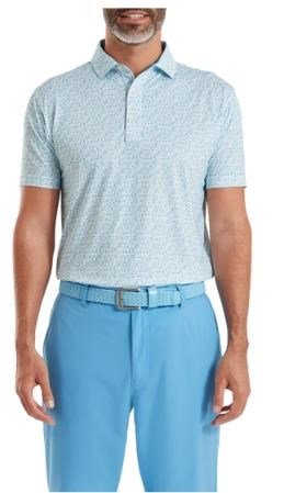 FootJoy Surfs Up Print Lisle polo homme, deep reef/white/sea glass/blue reef