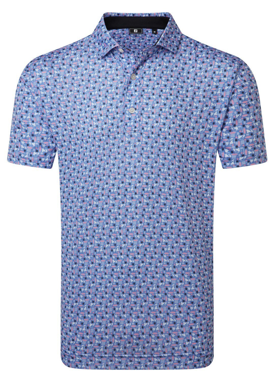 FootJoy Surfs Up Print Lisle polo homme, blanc/vivid violet/pink pop/noir