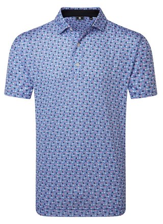 FootJoy Surfs Up Print Lisle polo homme, blanc/vivid violet/pink pop/noir