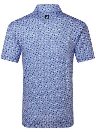 FootJoy Surfs Up Print Lisle polo homme, blanc/vivid violet/pink pop/noir