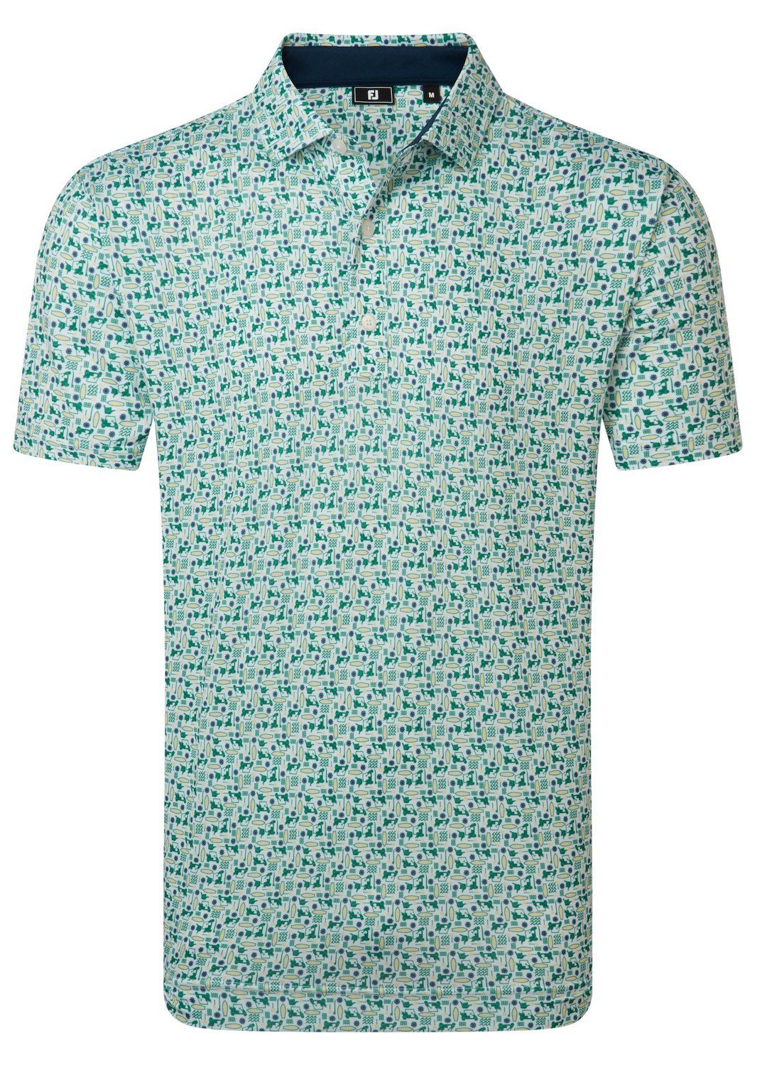 FootJoy Surfs Up Print Lisle polo homme, field green/white/sunshine/navy