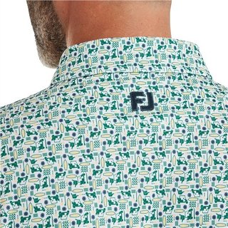 FootJoy Surfs Up Print Lisle polo homme, field green/white/sunshine/navy