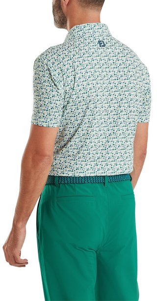 FootJoy Surfs Up Print Lisle polo homme, field green/white/sunshine/navy