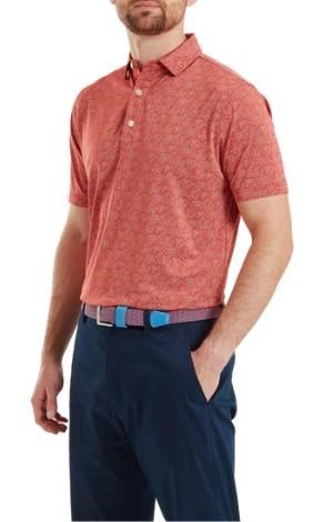 FootJoy Wingtip Floral Lisle polo homme, nantucket red/white