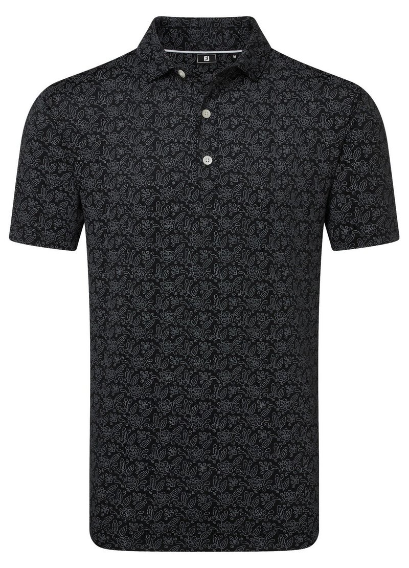 FootJoy Wingtip Floral Lisle polo homme, black/white