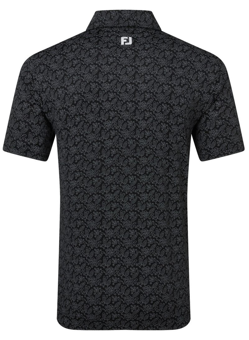 FootJoy Wingtip Floral Lisle polo homme, black/white