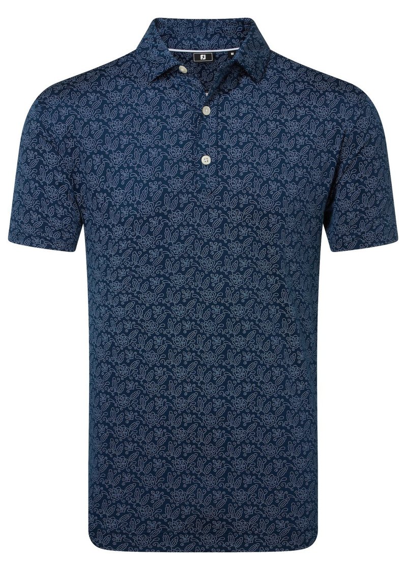 FootJoy Wingtip Floral Lisle polo homme, navy/white