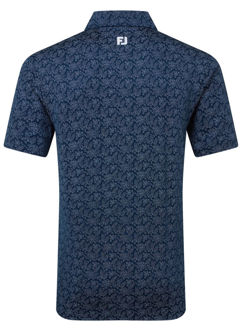 FootJoy Wingtip Floral Lisle polo homme, navy/white
