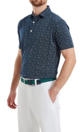 FootJoy Wingtip Floral Lisle polo homme, navy/white