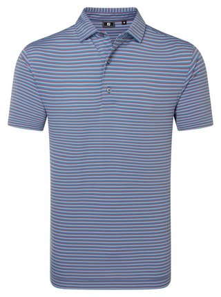 FootJoy Shadow Stripe Lisle polo homme, coastal blue