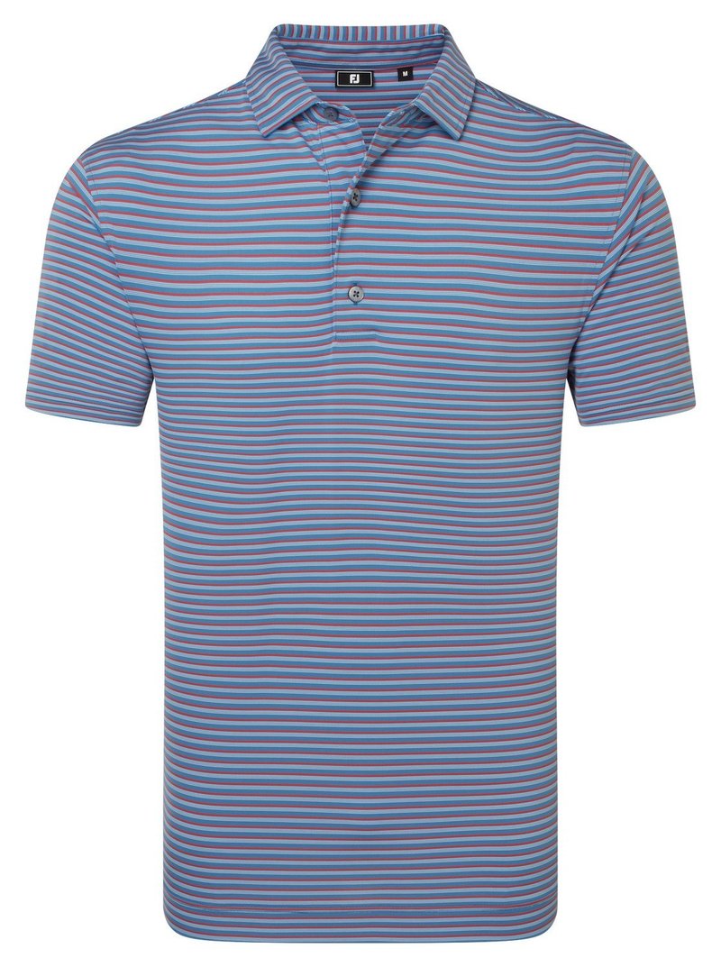 FootJoy Shadow Stripe Lisle polo homme, coastal blue