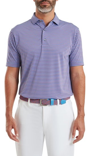 FootJoy Shadow Stripe Lisle polo homme, coastal blue