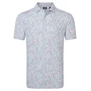 FootJoy Watercolour Floral Print Pique polo homme, blanc/chambray/nantucket red
