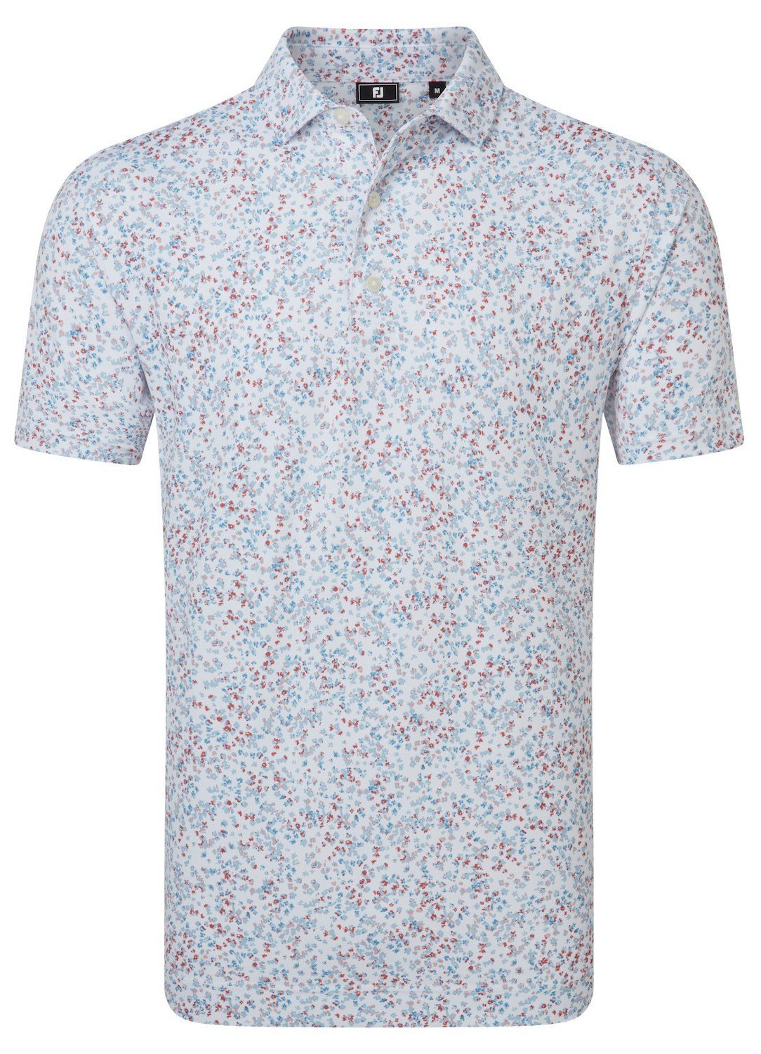 FootJoy Watercolour Floral Print Pique polo homme, blanc/chambray/nantucket red