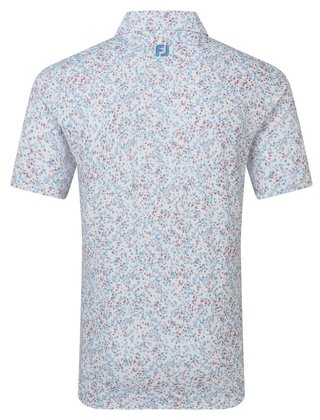 FootJoy Watercolour Floral Print Pique polo homme, blanc/chambray/nantucket red