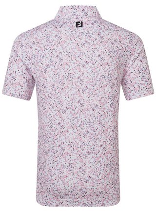 FootJoy Watercolour Floral Print Pique polo homme, blanc/pink pop/noir