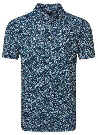 FootJoy Watercolour Floral Print Pique polo homme, navy/sunshine/field green