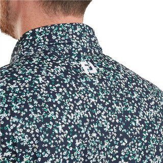 FootJoy Watercolour Floral Print Pique polo homme, navy/sunshine/field green