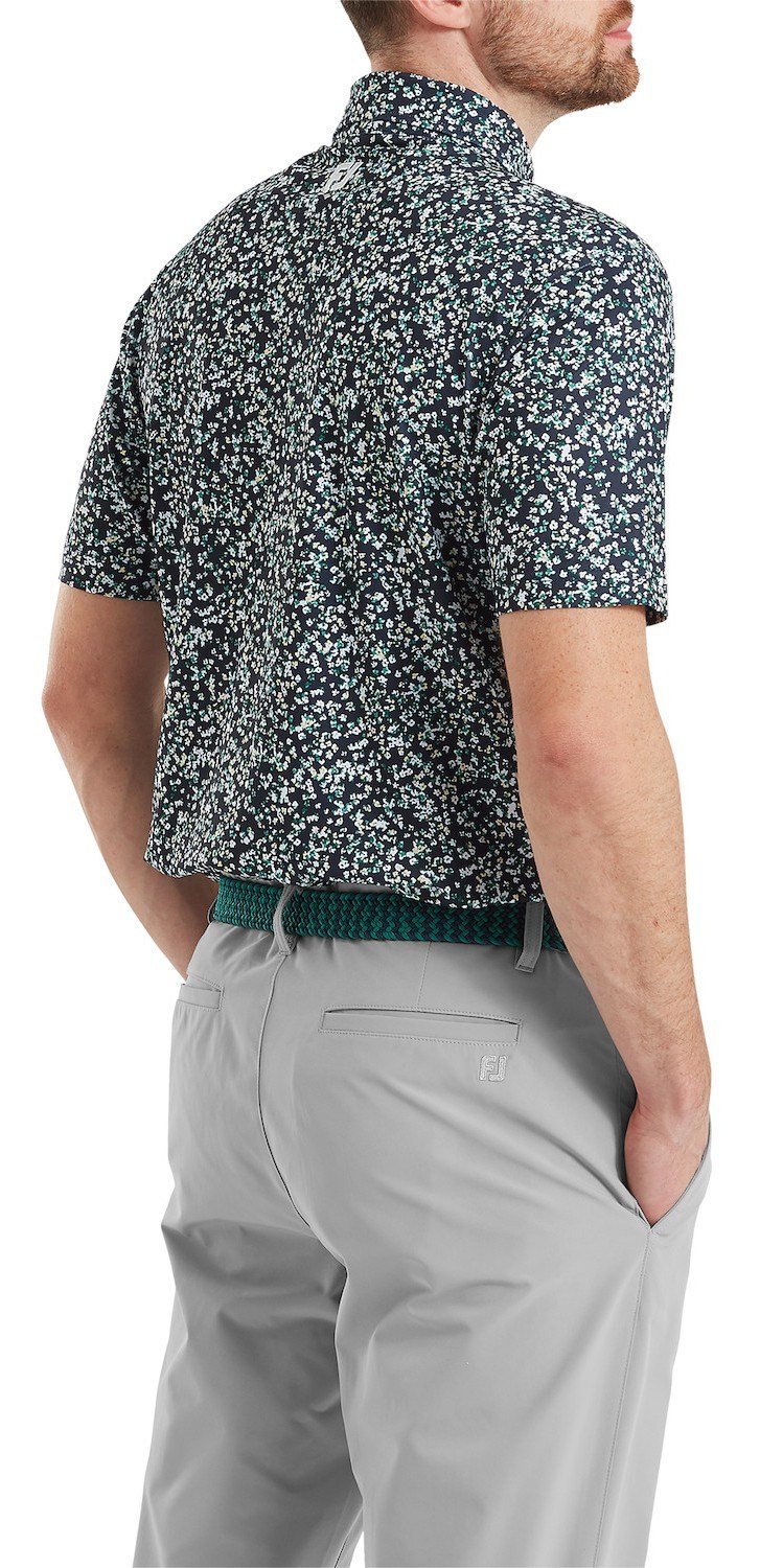 FootJoy Watercolour Floral Print Pique polo homme, navy/sunshine/field green