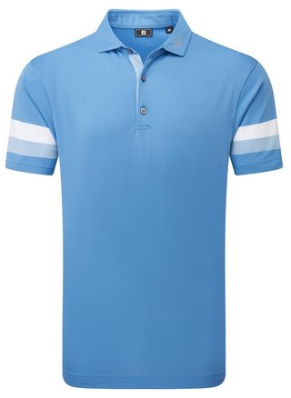 FootJoy Sleeve Stripe Pique polo homme, coastal blue/chambray/white