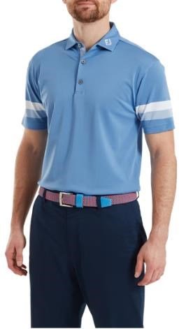 FootJoy Sleeve Stripe Pique polo homme, coastal blue/chambray/white