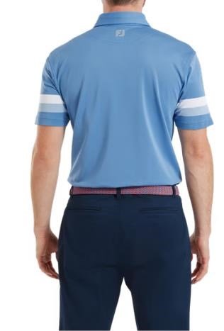FootJoy Sleeve Stripe Pique polo homme, coastal blue/chambray/white