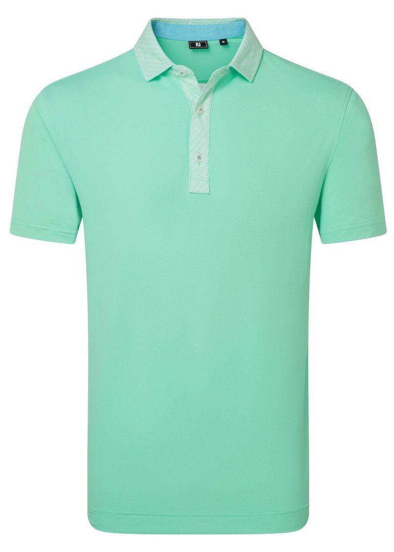 FootJoy Star Geo Trim Pique polo homme, sea glass