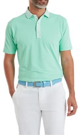 FootJoy Star Geo Trim Pique polo homme, sea glass